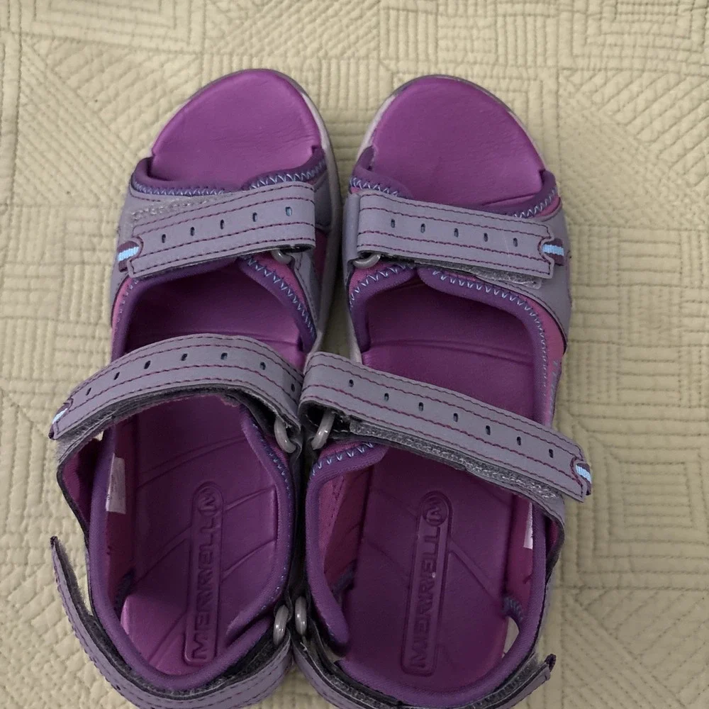 Merrell Girls Sz 5 Hiking Water Sandals Camp Lake Nature Beach Purple/Gray NEW